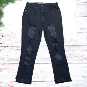 🔥2/$10 👖|•MOSSIMO SUPPLY CO.•| Faded Black High Rise Mom Jeans Size 10/30👖